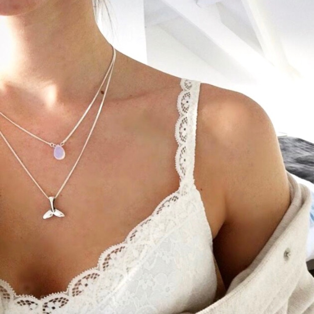 “One With Sea” Crystal Dolphin Layered Necklace